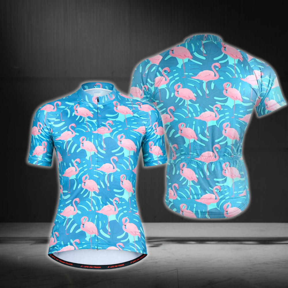 Flamingo Tropical Cycling Short Sleeve Jersey Mens, Flamingo Cycling Jerseys CZ0135