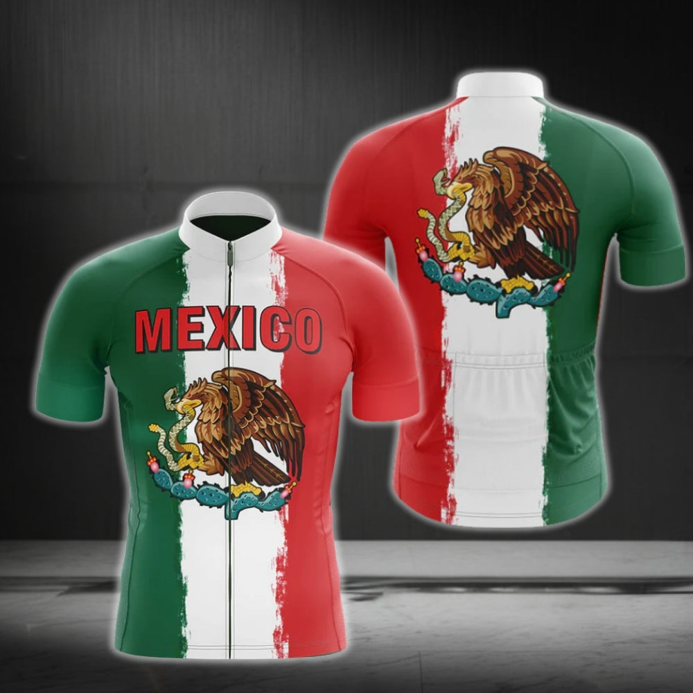 Men's Mexico Flag Cycling Short Sleeve Jersey, Mexico Cycling Jerseys CG0194
