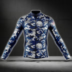 Men's Blue Camo Cycling Long Sleeve Jersey For Men, Camouflage Cycling Jerseys CG0724