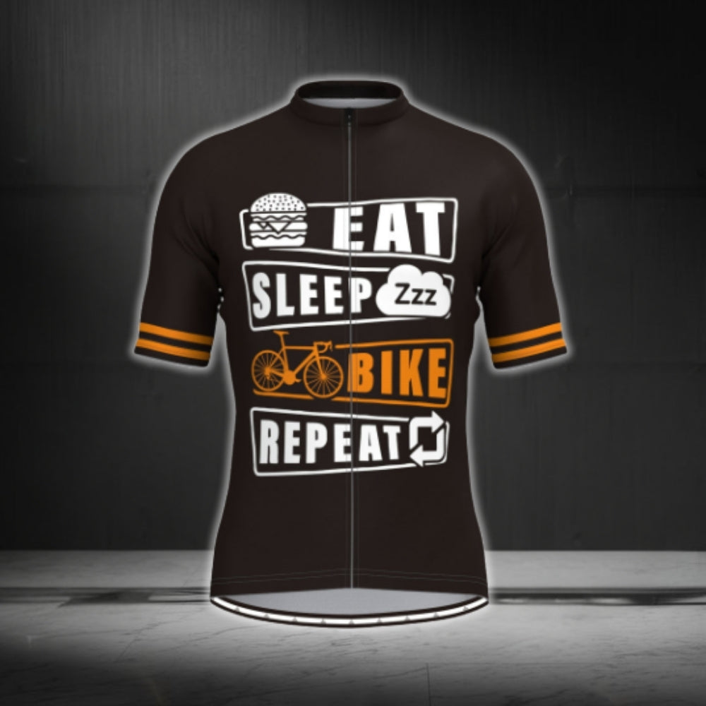 Eat Sleep Bike Repeat Men's Short Sleeve Cycling Jersey, Funny Cycling Jerseys CG0366