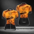 It's A Good Day To Ride Women's Black And Orange Sunset Cycling Short Sleeve Jersey, Sunset Cycling Jersey For Women CE0063