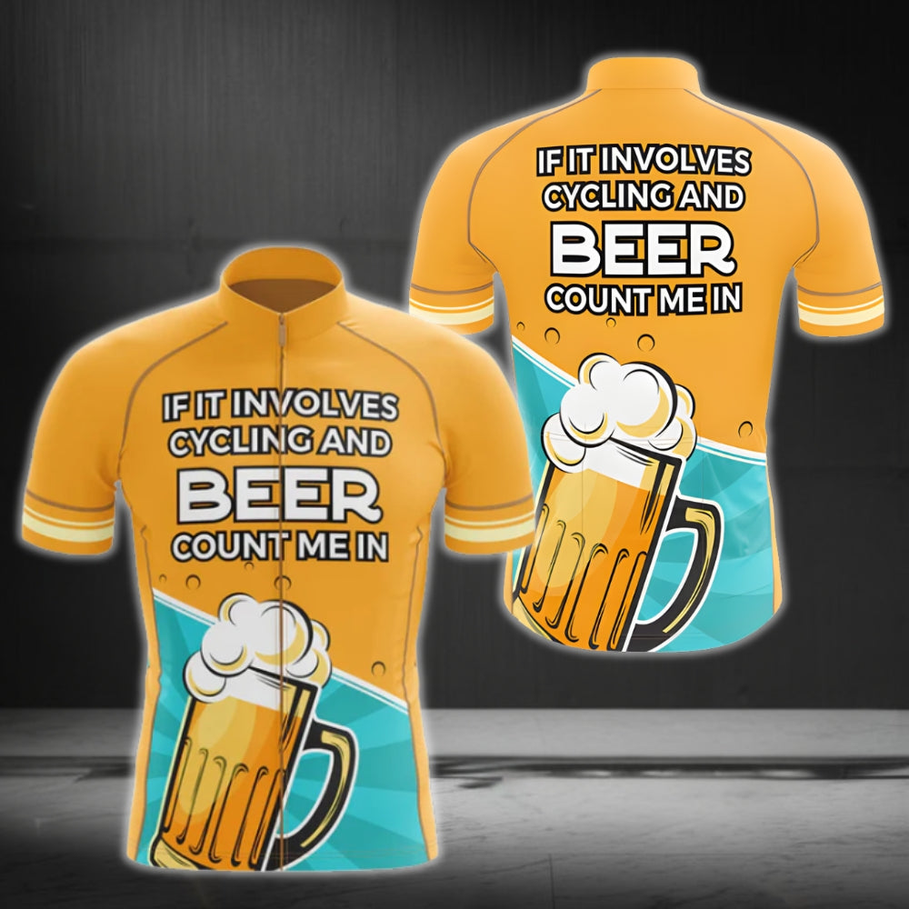 If It Involves Cycling And Beer Count Me In Cycling Short Sleeve Men's Jersey, Beer Cycling Jerseys CG0047