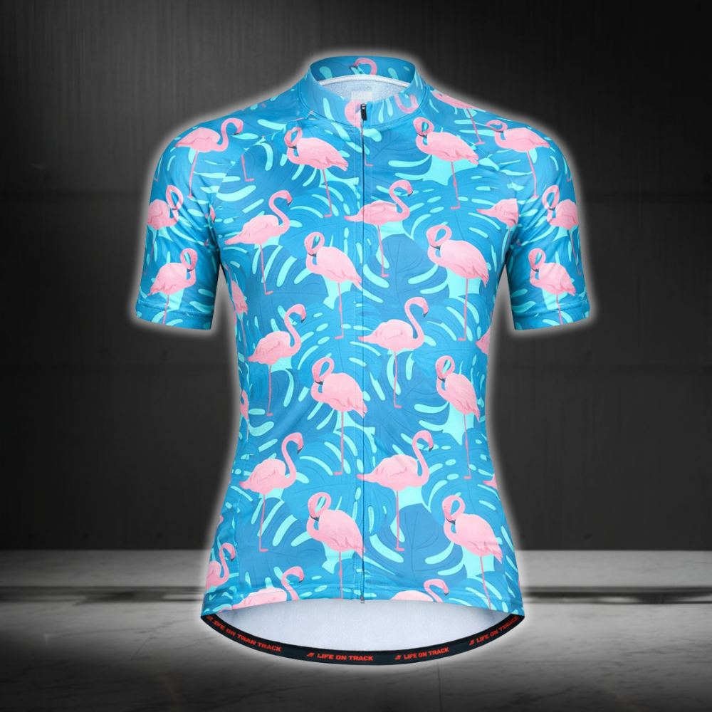 Flamingo Tropical Cycling Short Sleeve Jersey Mens, Flamingo Cycling Jerseys CZ0135