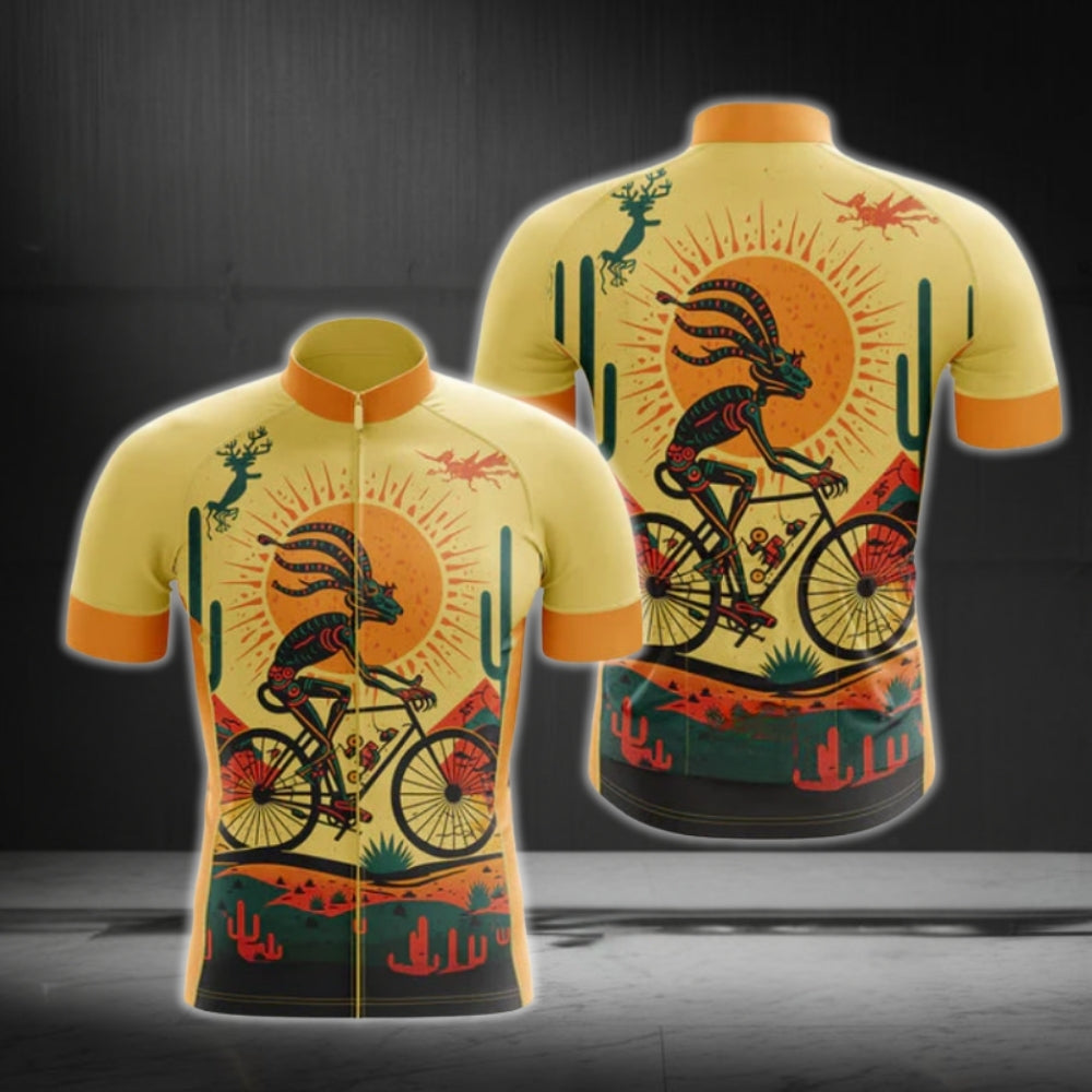 Yellow Kokopelli Cycling Jersey Short Sleeve Mens, Kokopelli Cycling Jerseys CG0419