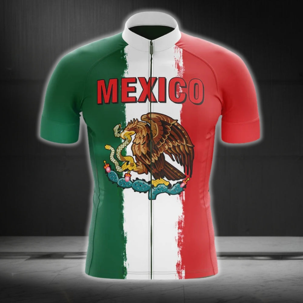 Men's Mexico Flag Cycling Short Sleeve Jersey, Mexico Cycling Jerseys CG0194