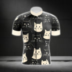 Black And Beige Cat Cycling Short Sleeve Jersey Mens, Cat Cycling Jerseys CG0542