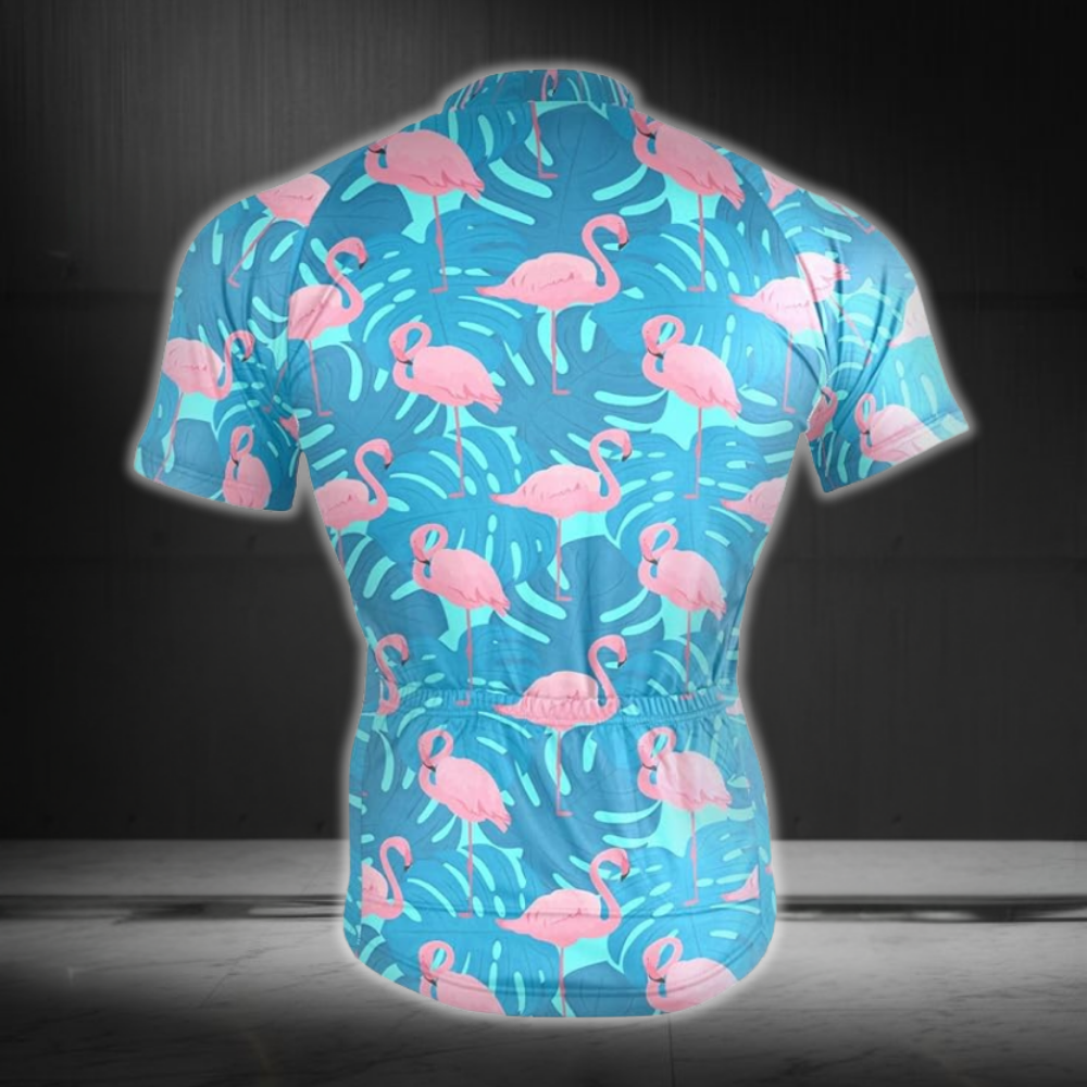 Flamingo Tropical Cycling Short Sleeve Jersey Mens, Flamingo Cycling Jerseys CZ0135