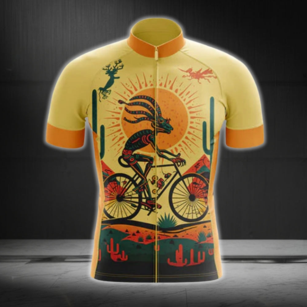 Yellow Kokopelli Cycling Jersey Short Sleeve Mens, Kokopelli Cycling Jerseys CG0419