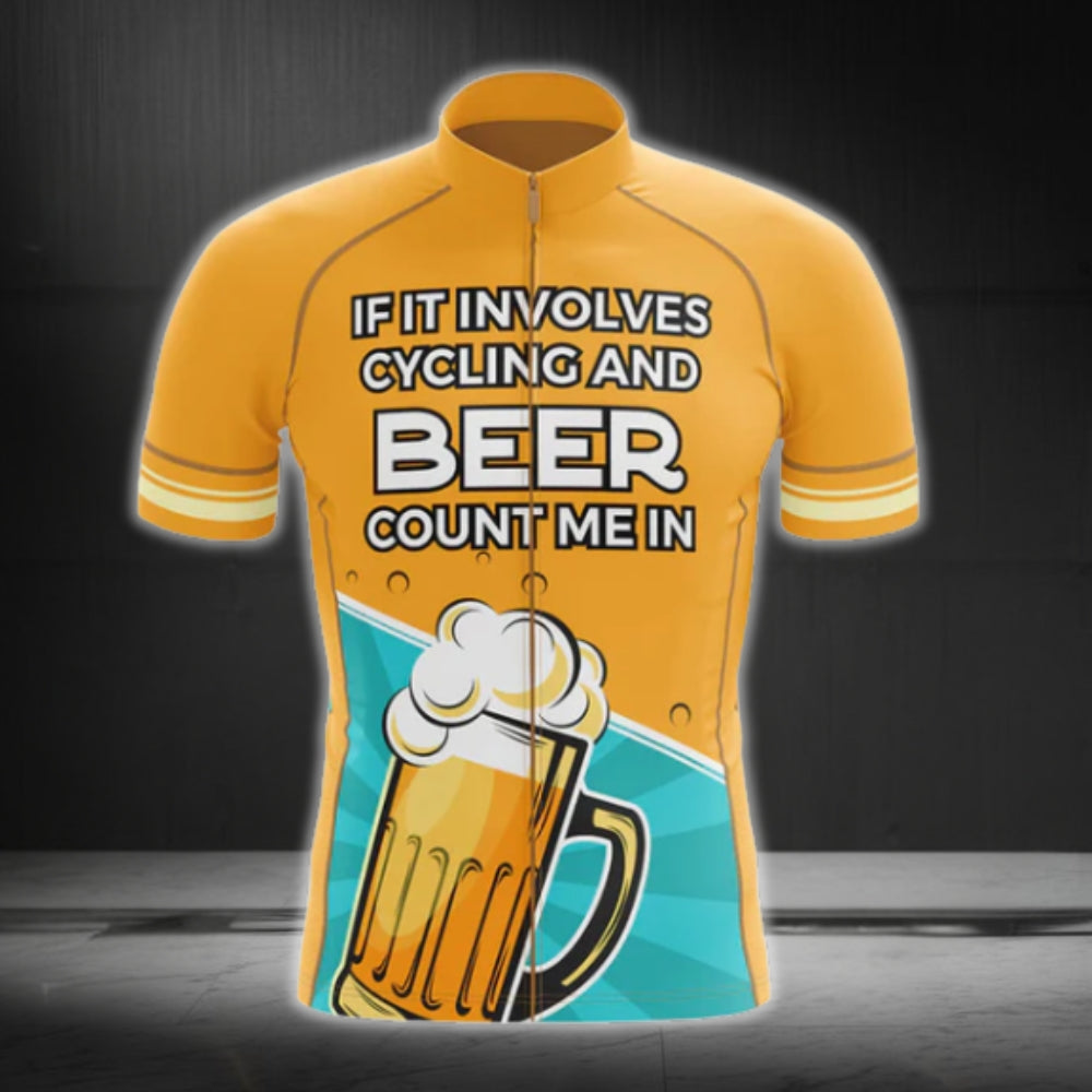 If It Involves Cycling And Beer Count Me In Cycling Short Sleeve Men's Jersey, Beer Cycling Jerseys CG0047