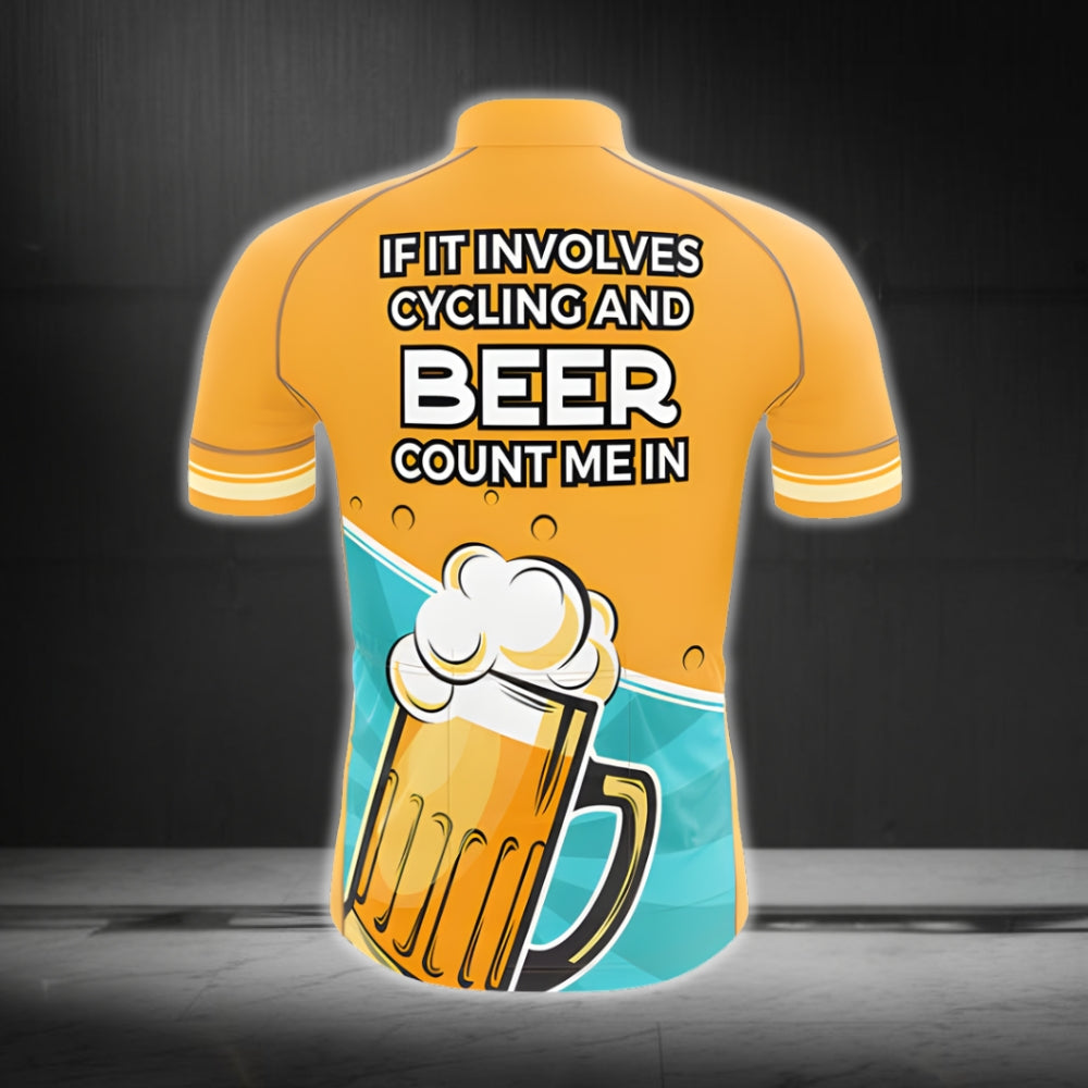If It Involves Cycling And Beer Count Me In Cycling Short Sleeve Men's Jersey, Beer Cycling Jerseys CG0047