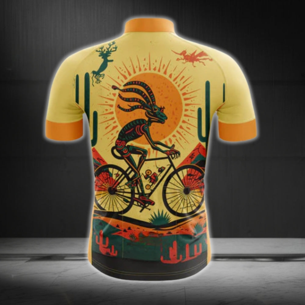 Yellow Kokopelli Cycling Jersey Short Sleeve Mens, Kokopelli Cycling Jerseys CG0419