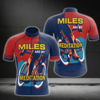 Miles Are My Meditation Short Sleeve Cycling Jersey For Men, Men's Red Navy Cycling Jerseys CG0195