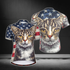 Cat American Flag Cycling Short Sleeve Jersey For Mens, Cat Patriotic Cycling Jerseys CZ0136