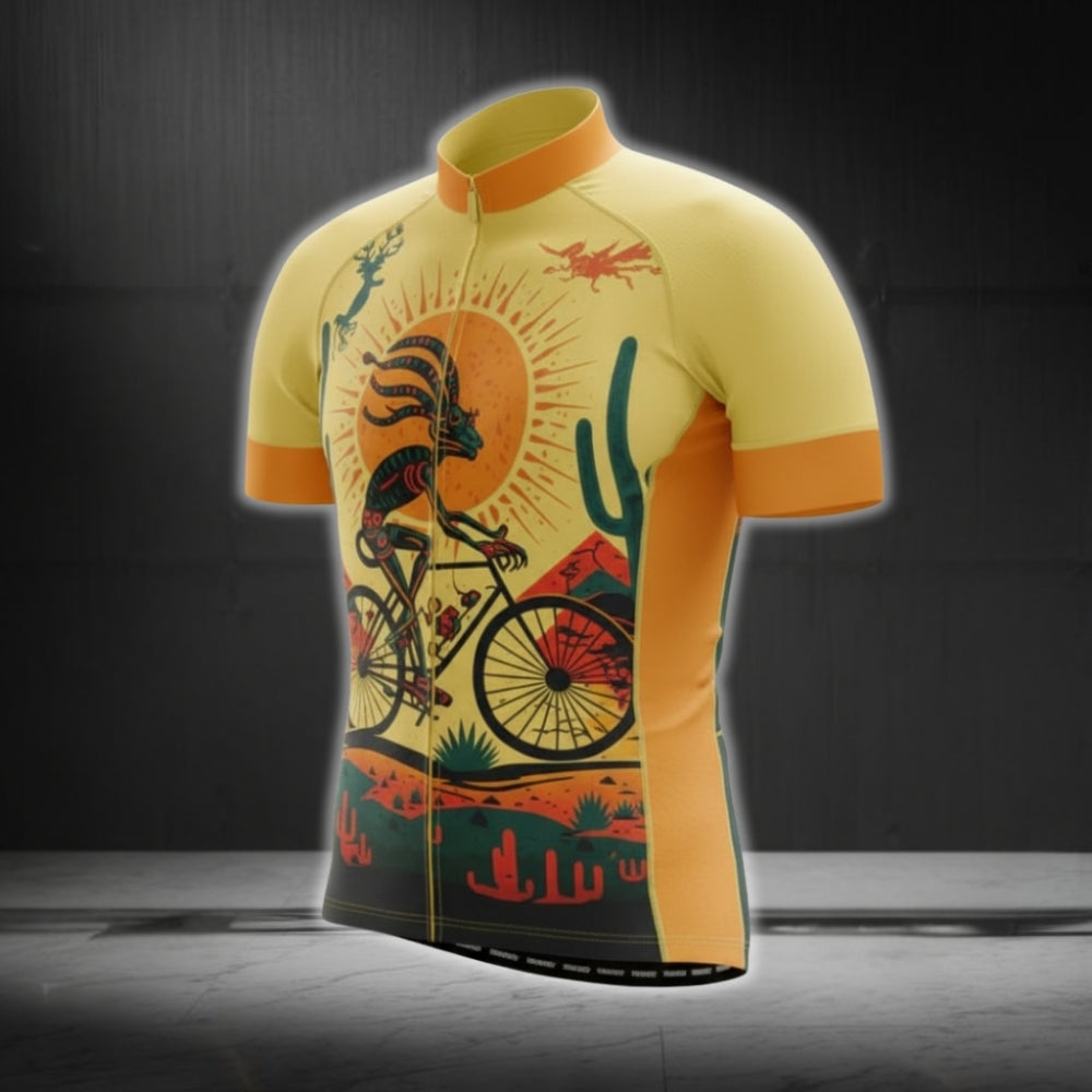 Yellow Kokopelli Cycling Jersey Short Sleeve Mens, Kokopelli Cycling Jerseys CG0419