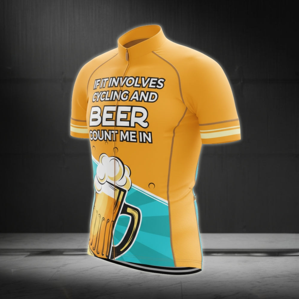 If It Involves Cycling And Beer Count Me In Cycling Short Sleeve Men's Jersey, Beer Cycling Jerseys CG0047