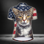 Cat American Flag Cycling Short Sleeve Jersey For Mens, Cat Patriotic Cycling Jerseys CZ0136