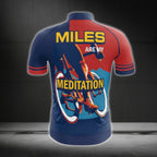 Miles Are My Meditation Short Sleeve Cycling Jersey For Men, Men's Red Navy Cycling Jerseys CG0195