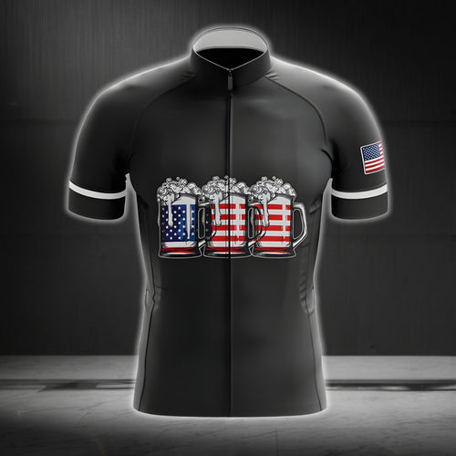Beer American Flag Cycling Jersey Short Sleeve For Mens, Patriotic Beer Cycling Jerseys CG0048