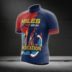 Miles Are My Meditation Short Sleeve Cycling Jersey For Men, Men's Red Navy Cycling Jerseys CG0195