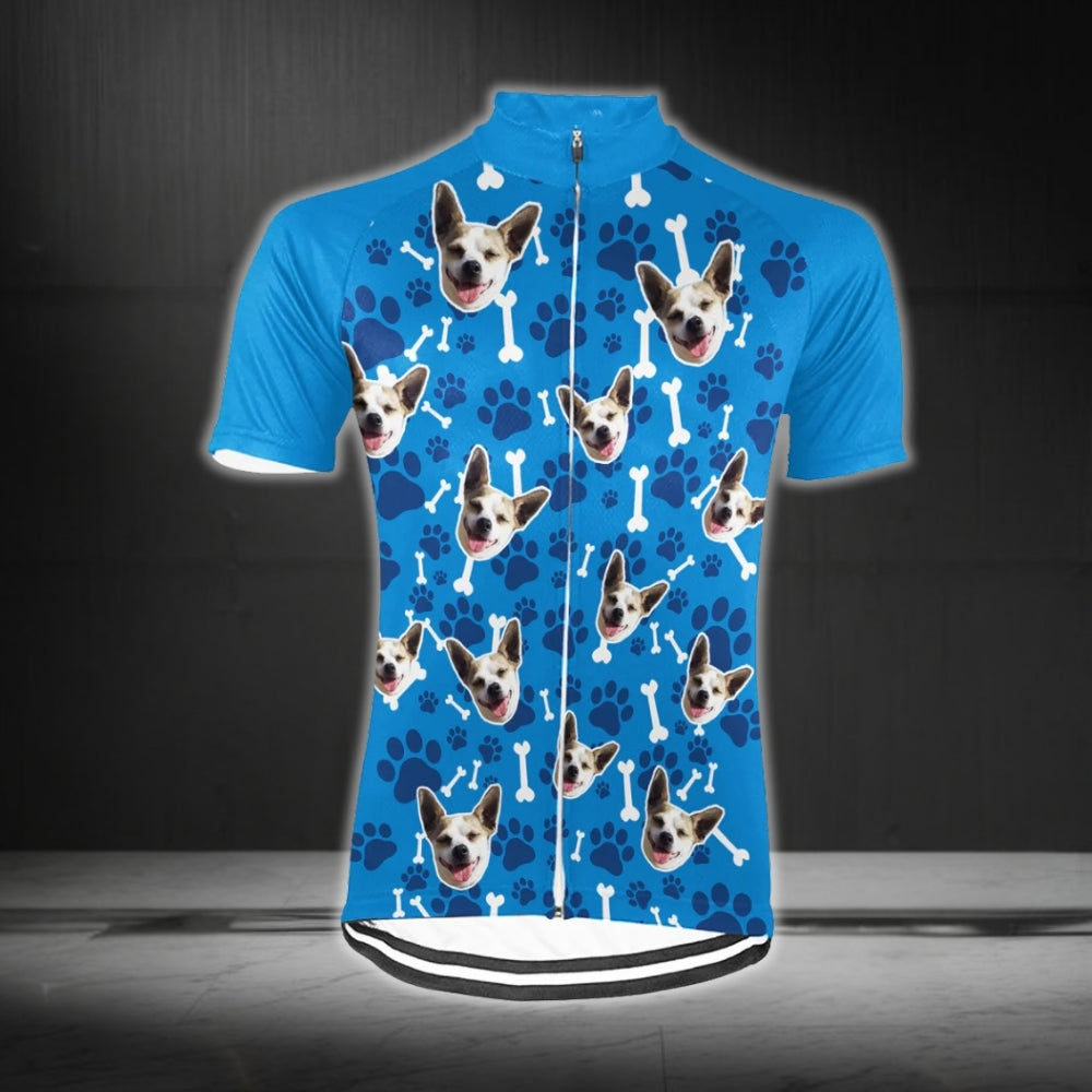 Custom Dog Face Cycling Short Sleeve Jersey For Mens, Custom Photo Dog Pets Cycling Jerseys CG0320
