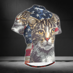 Cat American Flag Cycling Short Sleeve Jersey For Mens, Cat Patriotic Cycling Jerseys CZ0136