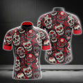 Black And Red Sugar Skull Cycling Short Sleeve Jerseys For Mens, Day Of The Dead Cycling Jerseys CG0200