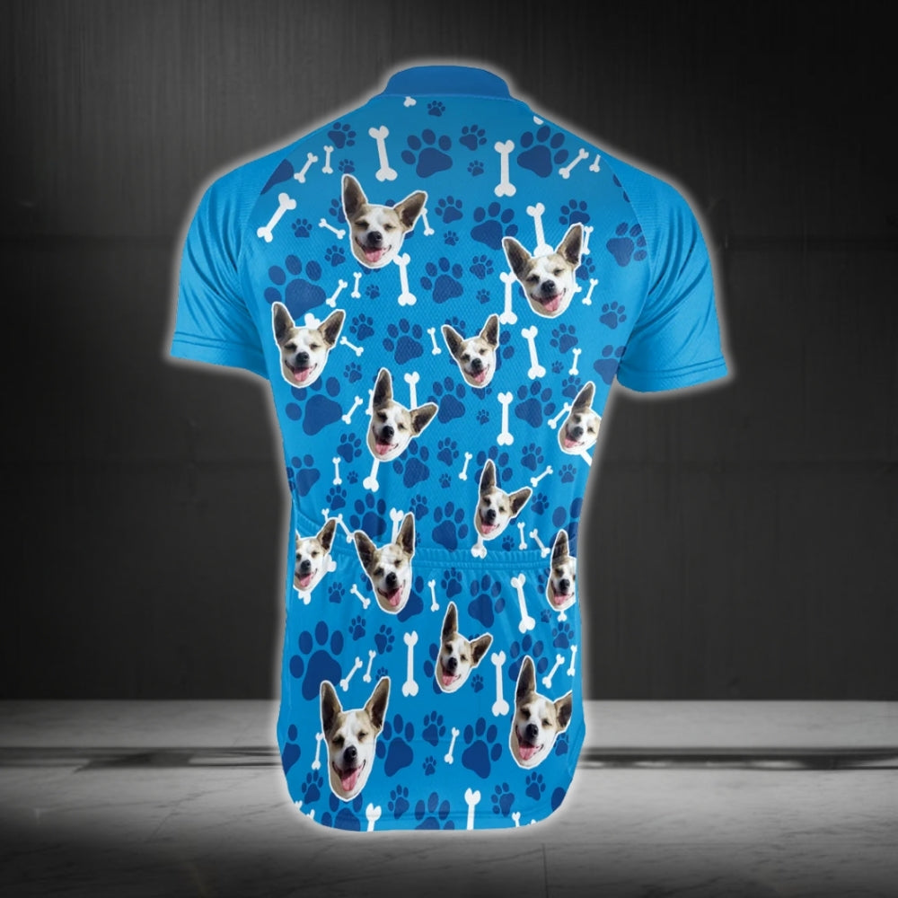 Custom Dog Face Cycling Short Sleeve Jersey For Mens, Custom Photo Dog Pets Cycling Jerseys CG0320