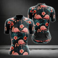 Tropical Flamingo Women's Cycling Short Sleeve Jerseys, Flamingo Cycling Jerseys For Ladies CZ0075