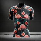 Tropical Flamingo Women's Cycling Short Sleeve Jerseys, Flamingo Cycling Jerseys For Ladies CZ0075