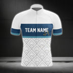 Custom Team White And Blue Cycling Short Sleeve Jersey For Men, Custom Team Cycling Jereys CG0421