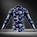 Men's Blue Camo Cycling Long Sleeve Jersey For Men, Camouflage Cycling Jerseys CG0724