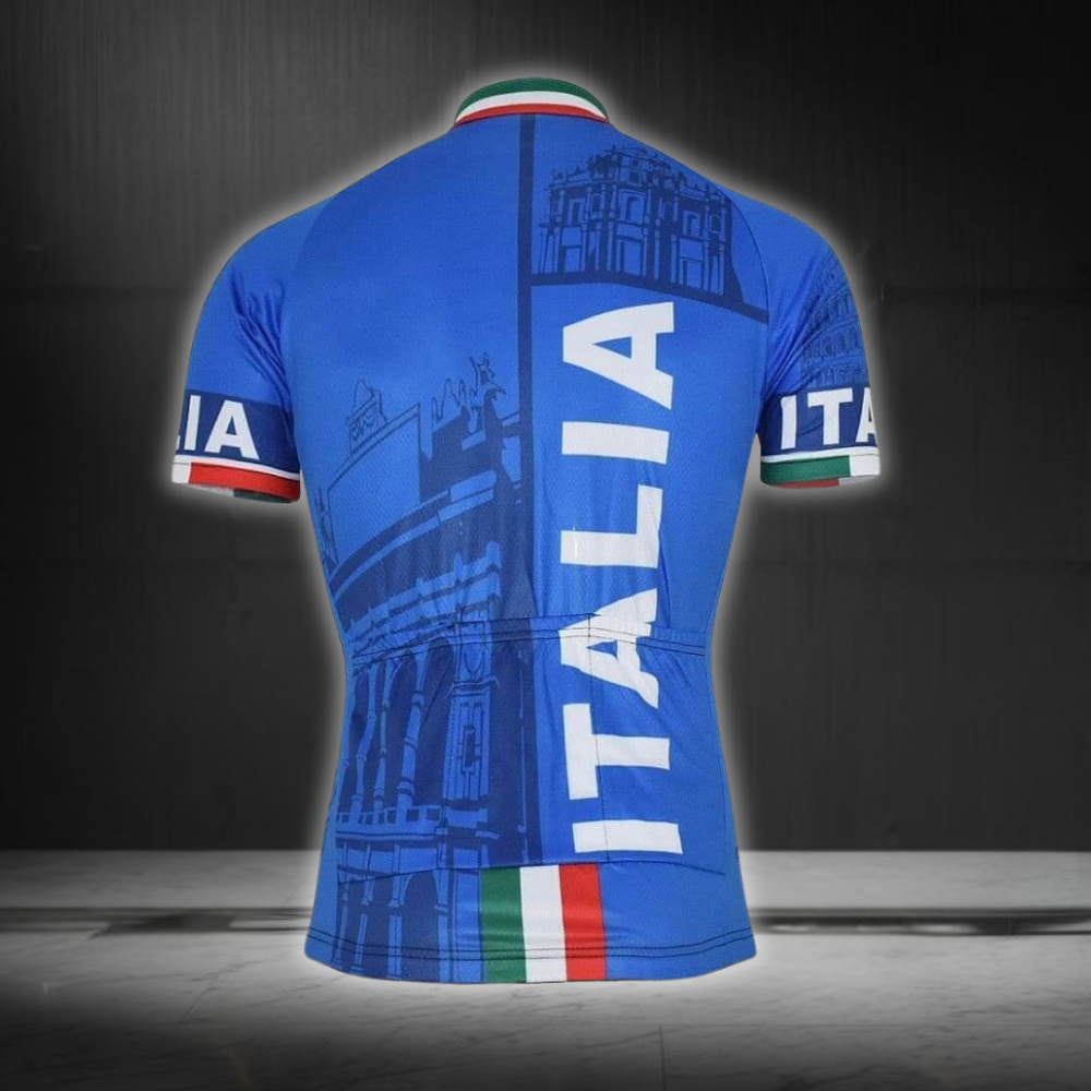 Men's Blue Itali Cycling Short Sleeve Jersey, Itali Cycling Jersey CG0835