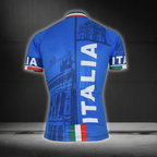 Men's Blue Itali Cycling Short Sleeve Jersey, Itali Cycling Jersey CG0835