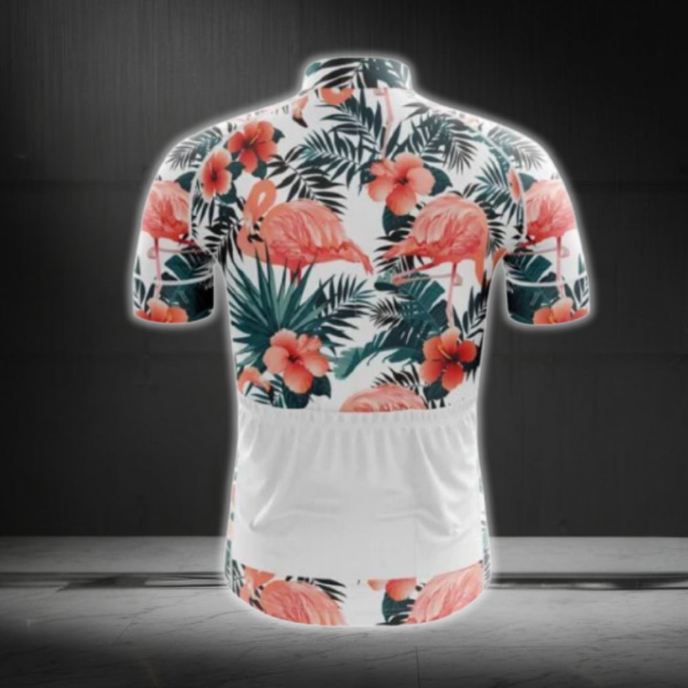 Tropical Flamingo Cycling Short Sleeve Men Jersey, Flamingo Cycling Jerseys CG0616