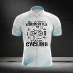 Yes I Do Have A Retirement Plan I Plan On Cycling Men's White Cycling Short Sleeve Jersey, Funny Retirement Cycling Jerseys CG0126