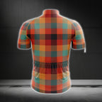 Orange Plaid Cycling Short Sleeve Men Jersey, Plaid Cycling Jerseys CG0544