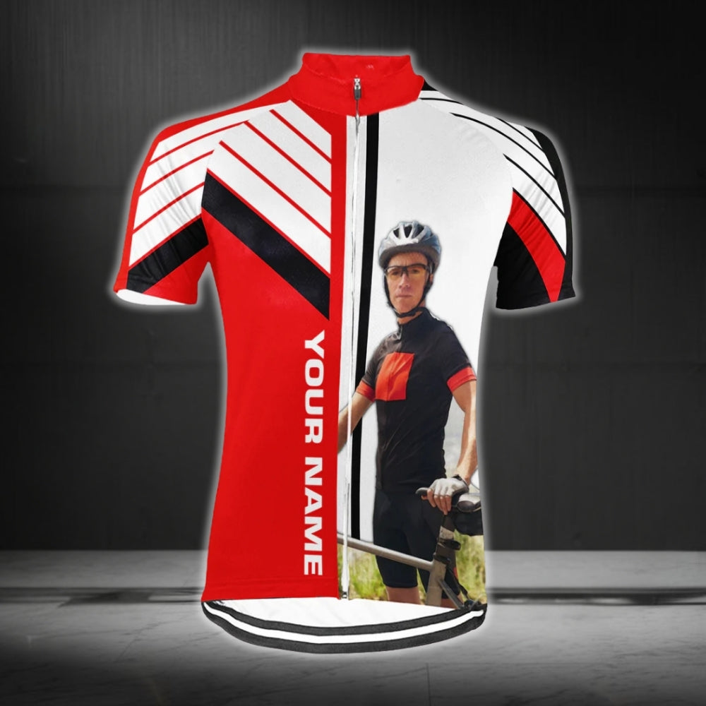 Men's Custom Photo Cycling Short Sleeve Jersey With Name, Custom Photo Cycling Jerseys CG0321