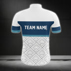 Custom Team White And Blue Cycling Short Sleeve Jersey For Men, Custom Team Cycling Jereys CG0421