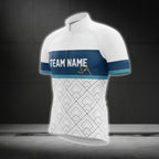 Custom Team White And Blue Cycling Short Sleeve Jersey For Men, Custom Team Cycling Jereys CG0421