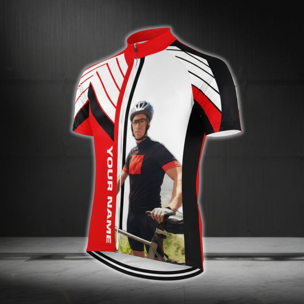 Men's Custom Photo Cycling Short Sleeve Jersey With Name, Custom Photo Cycling Jerseys CG0321