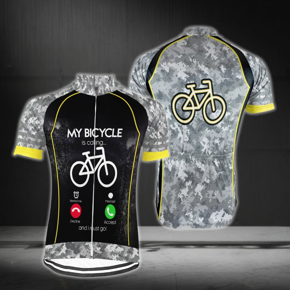 My Bicycle Is Calling And I Must Go Men's Short Sleeve Cycling Jersey, Funny Cycling Jerseys For Mens CG0322