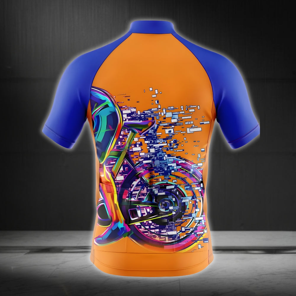Men's Blue And Orange Cycling Short Sleeve Jersey, Cycling Jerseys For Mens CZ0074