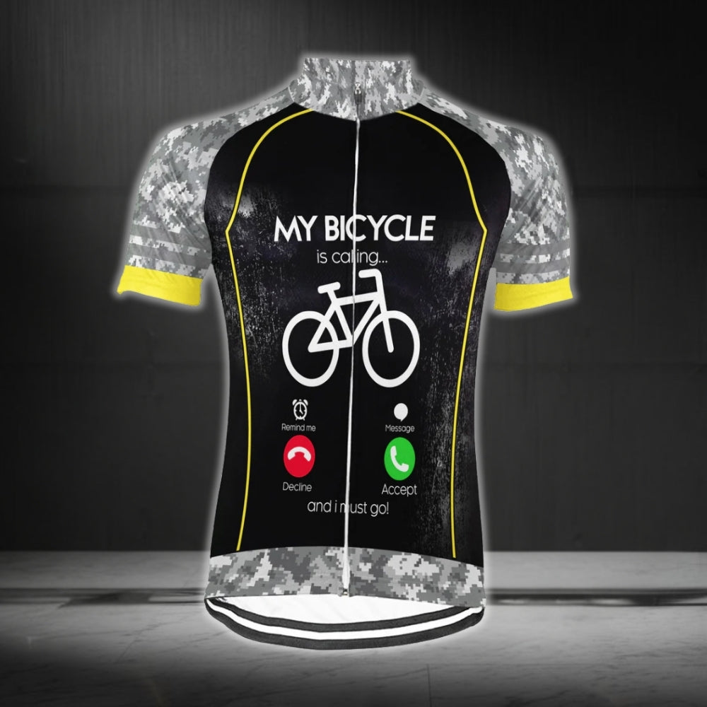 My Bicycle Is Calling And I Must Go Men's Short Sleeve Cycling Jersey, Funny Cycling Jerseys For Mens CG0322