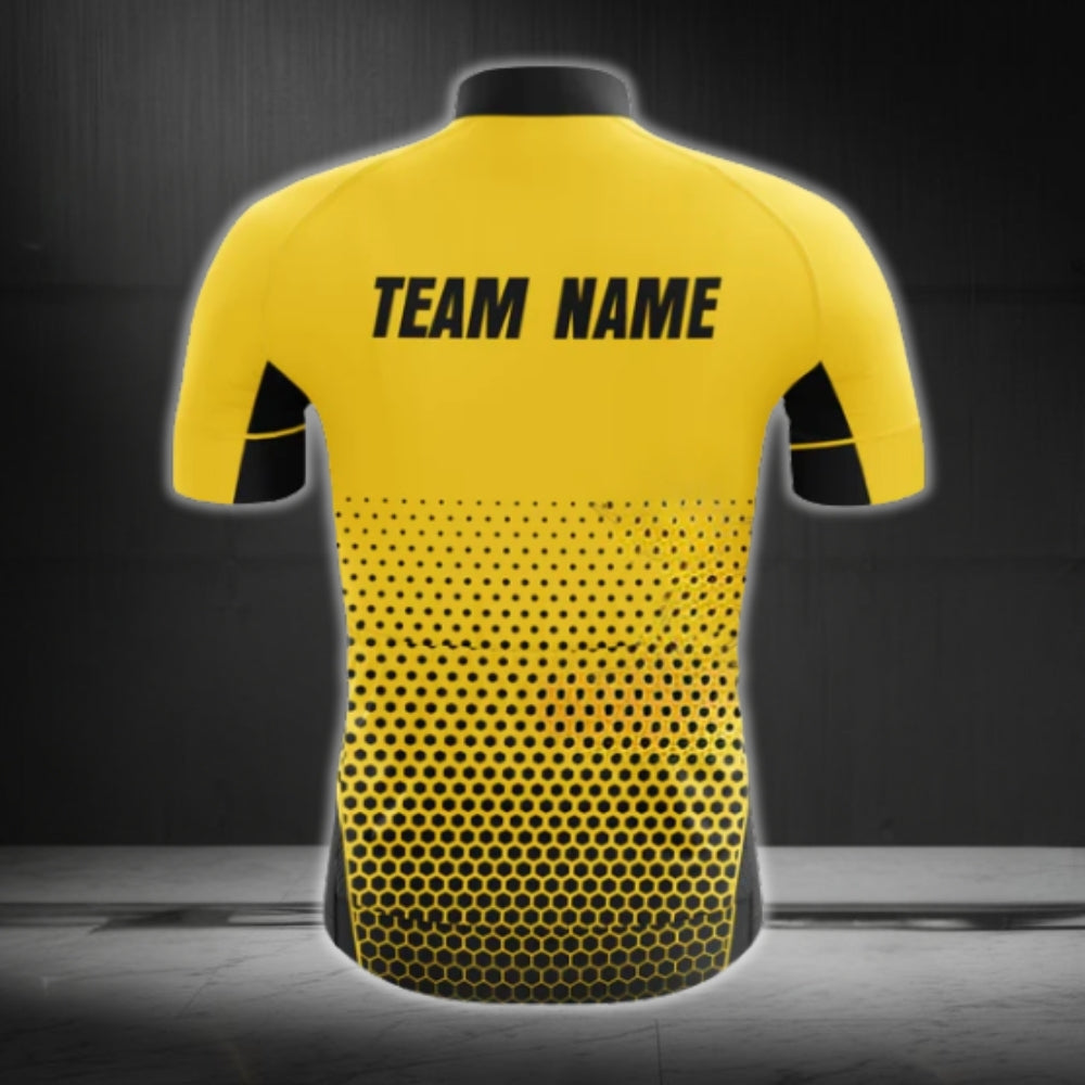 Custom Team Black And Yellow Cycling Short Sleeve Jersey Mens, Custom Team Cycling Jerseys CG0422