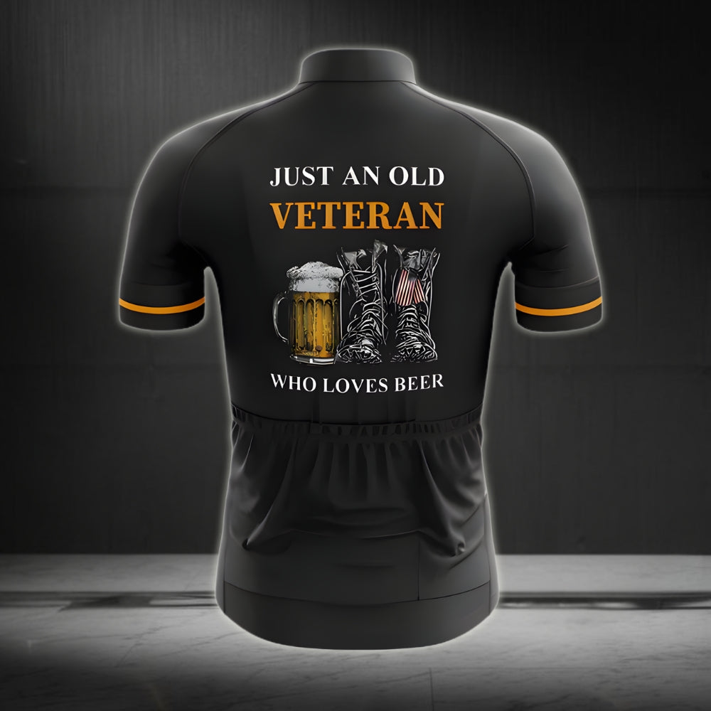 Just An Old Veteran Who Loves Beer Men's Cycling Short Sleeve Jersey, Beer Veteran Cycling Jersey CG0049
