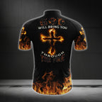 God Wil Bring You Through The Fire Cross Flame Short Sleeve Cycling Jersey For Men, Christian Cycling Jerseys CG0545