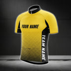 Custom Team Black And Yellow Cycling Short Sleeve Jersey Mens, Custom Team Cycling Jerseys CG0422
