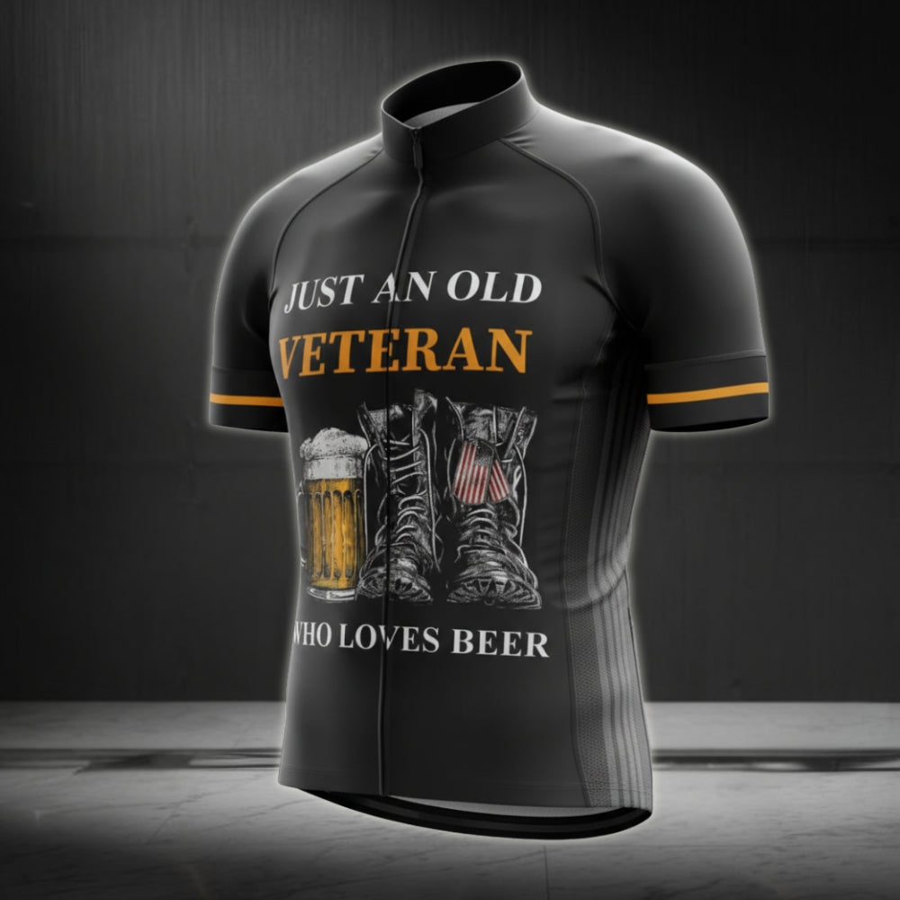 Just An Old Veteran Who Loves Beer Men's Cycling Short Sleeve Jersey, Beer Veteran Cycling Jersey CG0049