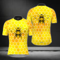 Bee Yellow Cycling Short Sleeve Jersey For Men, Men's Bee Cycling Jerseys CZ0073