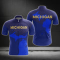 Blue Michigan Cycling Short Sleeve Jersey For Men, Michigan State Cycling Jerseys CG0423